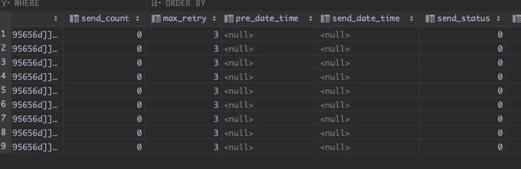 此时数据库中表现